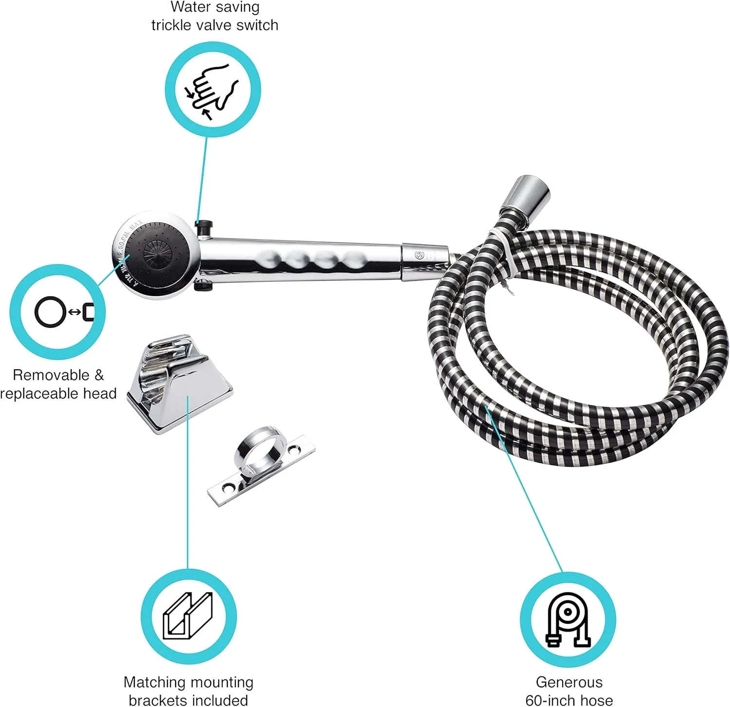 Dura Faucet RV Handheld Shower Head and 60-inch Hose Kit