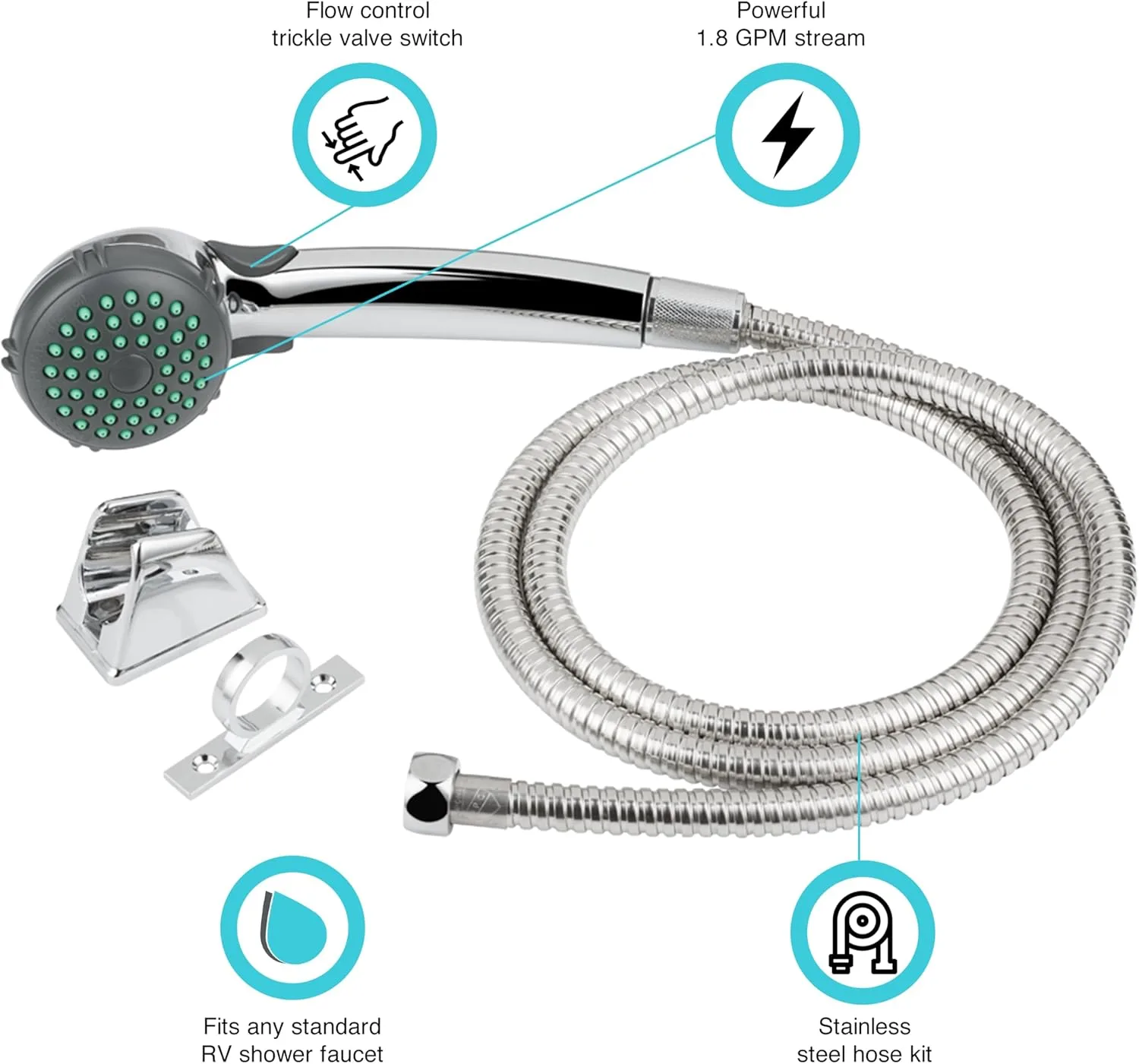 Dura Faucet DF-SA400 RV Hand Held Shower Wand and Kit