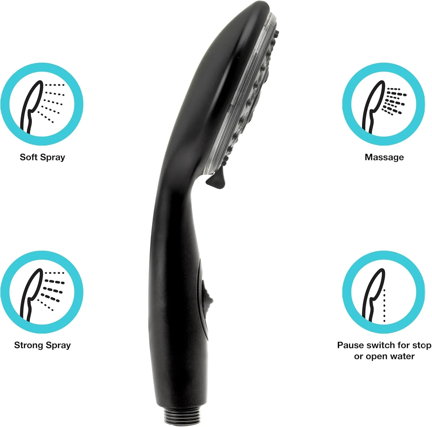 Dura Faucet Premium RV Handheld Shower Wand with Eco-Friendly On/Off Switch (Matte Black)