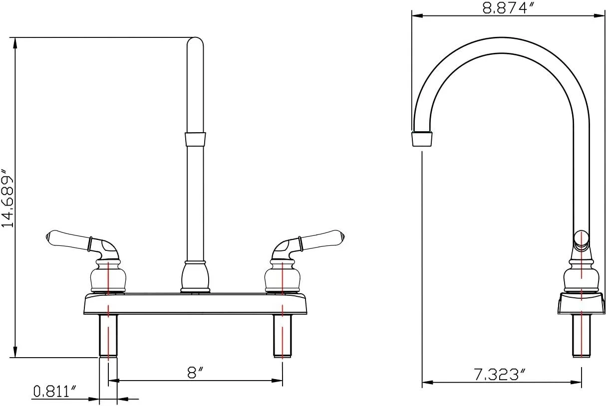 Dura Faucet DF-PK330HC RV J-Spout Kitchen Sink Faucet
