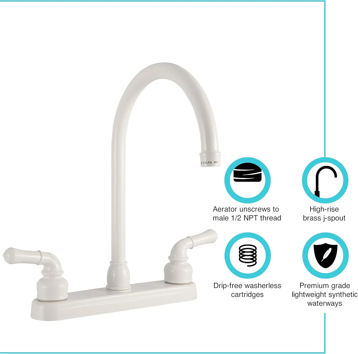 Dura Faucet DF-PK330HC RV J-Spout Kitchen Sink Faucet