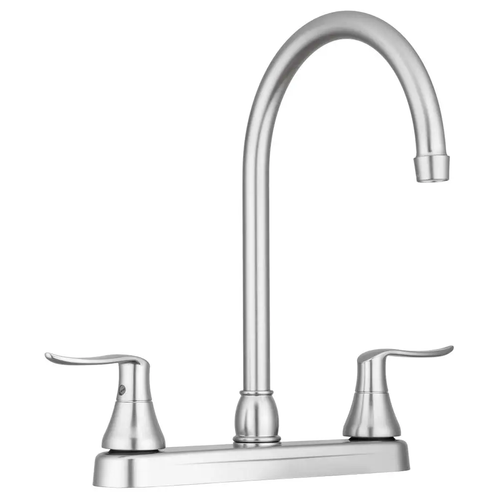 Dura Faucet DF-PK330HLH RV J-Spout Swivel Two-Handle Deck-Mount Kitchen Faucet