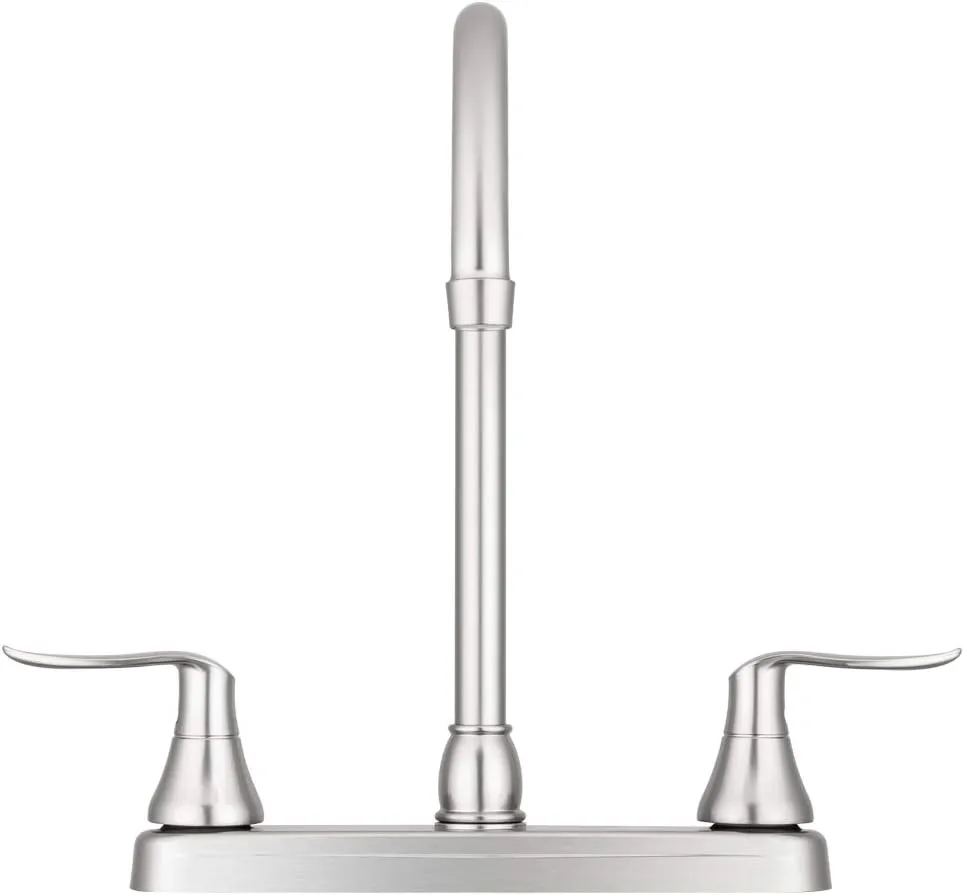 Dura Faucet DF-PK330HLH RV J-Spout Swivel Two-Handle Deck-Mount Kitchen Faucet
