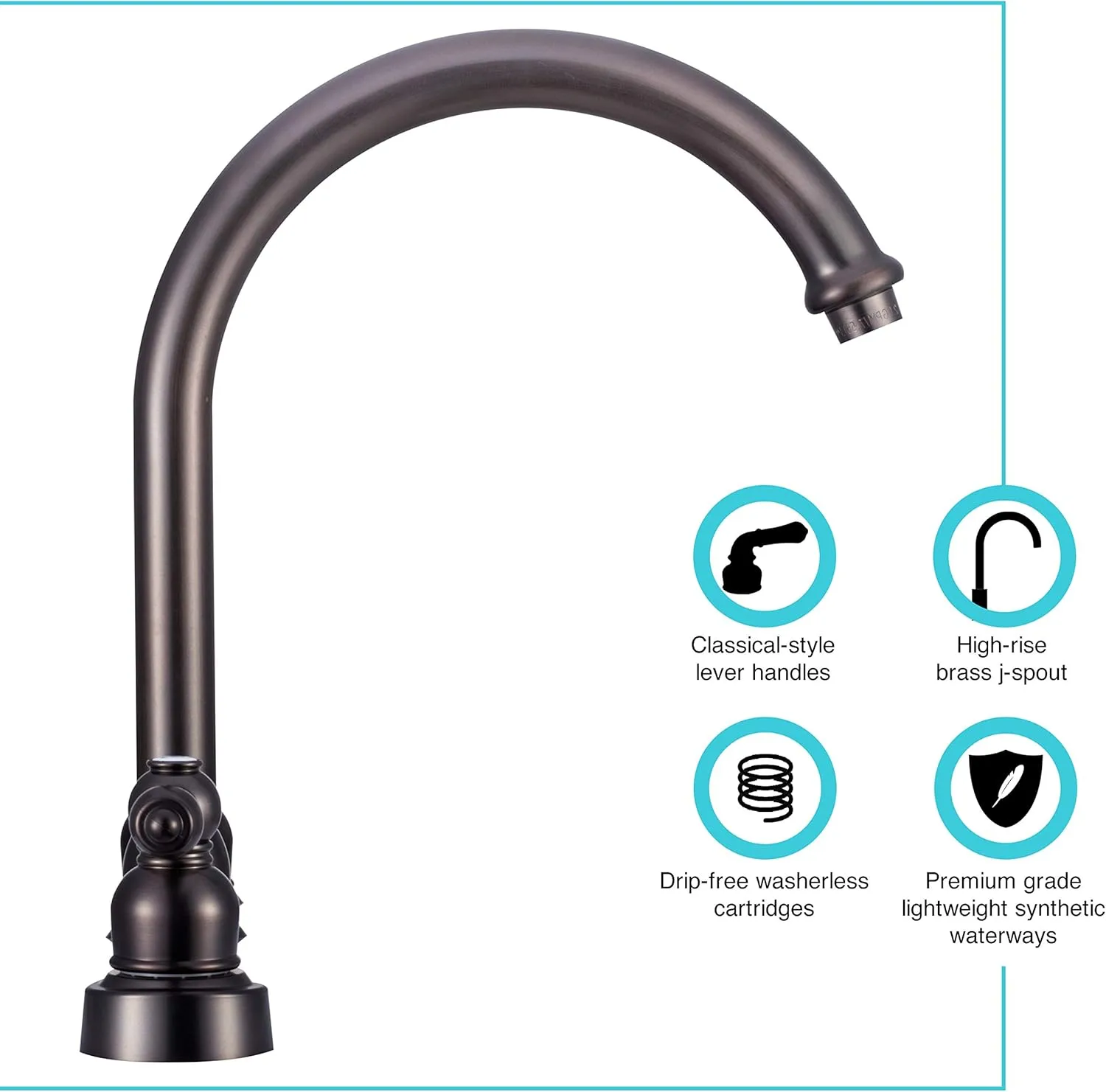 Dura Faucet DF-PK340L Non-Metallic Hi-Rise J-Spout RV Kitchen Faucet