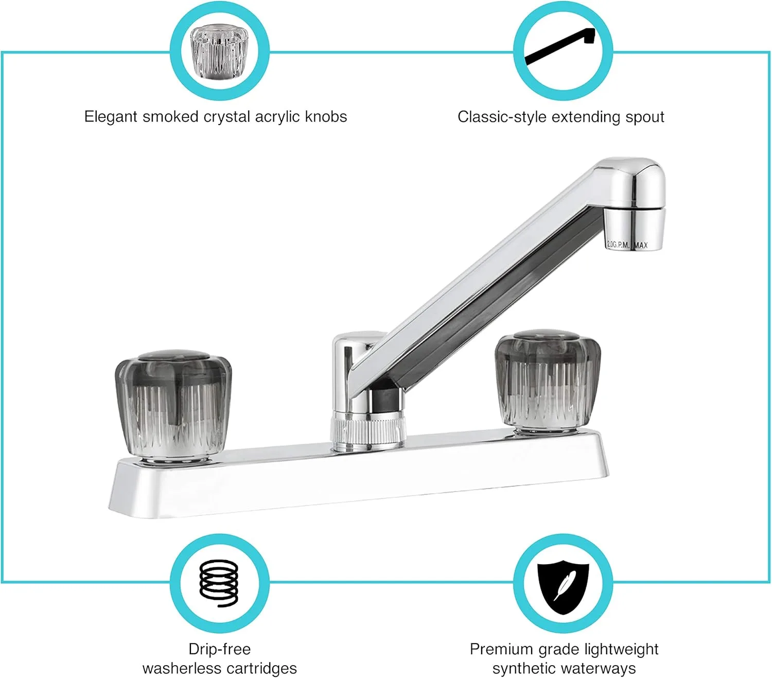 DURA FAUCET DF-PK600 Two-Handle RV Kitchen Sink Faucet
