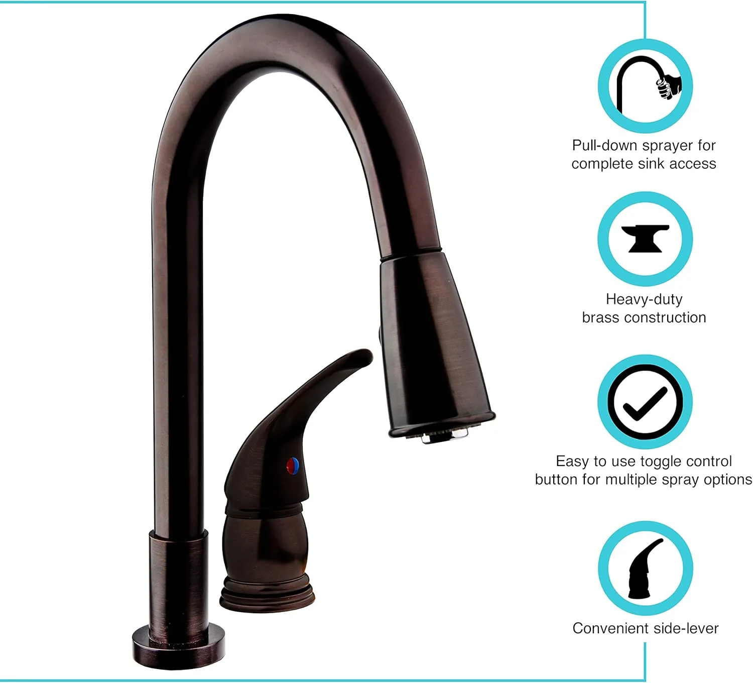 Dura Faucet DF-NMK503 RV Pull-Down Kitchen Sink Faucet with Side Lever