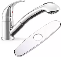 Dura Faucet DF-NMK852-CP RV Pull-Out Swivel Single Handle Kitchen Sink Faucet - One-Hole (Chrome)
