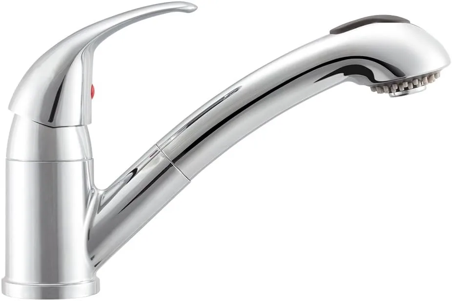Dura Faucet DF-NMK852-CP RV Pull-Out Swivel Single Handle Kitchen Sink Faucet - One-Hole (Chrome)