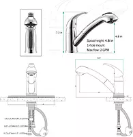 Dura Faucet DF-NMK852-CP RV Pull-Out Swivel Single Handle Kitchen Sink Faucet - One-Hole (Chrome)