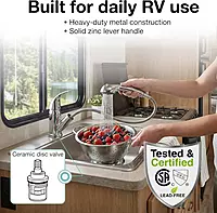 Dura Faucet DF-NMK852-CP RV Pull-Out Swivel Single Handle Kitchen Sink Faucet - One-Hole (Chrome)