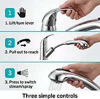 Dura Faucet DF-NMK852-CP RV Pull-Out Swivel Single Handle Kitchen Sink Faucet - One-Hole (Chrome)