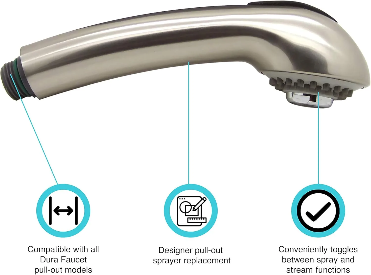 Dura Faucet RV Kitchen Faucet Designer Toggling Pull-Out Sprayer Replacement Faucets Only (Brushed Satin Nickel)