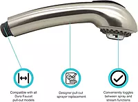 Dura Faucet RV Kitchen Faucet Designer Toggling Pull-Out Sprayer Replacement Faucets Only (Brushed Satin Nickel)