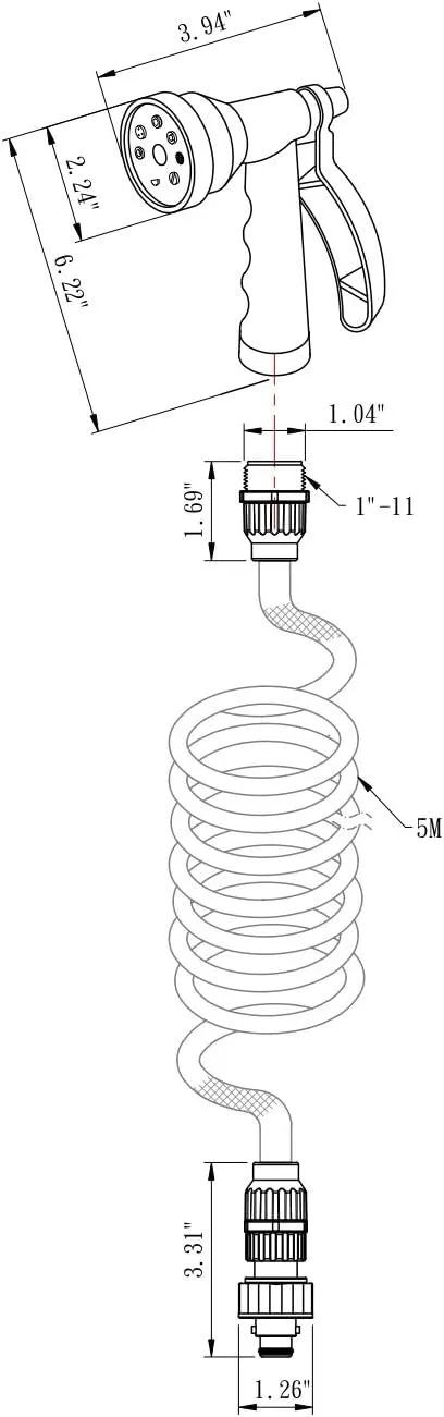 Dura Faucet DF-SA187-BK RV Exterior Quick Connect Sprayer with 7 Spray Settings and Coiled Hose Kit (Black)