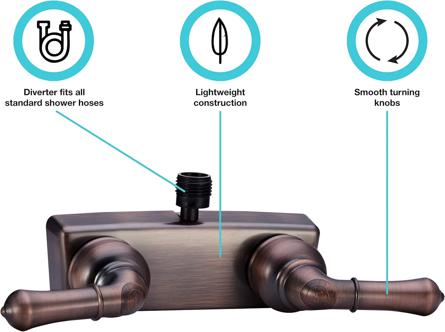 Dura Faucet DF-SA100C RV/Motorhome Shower Faucet Valve Diverter (Dual Lever)