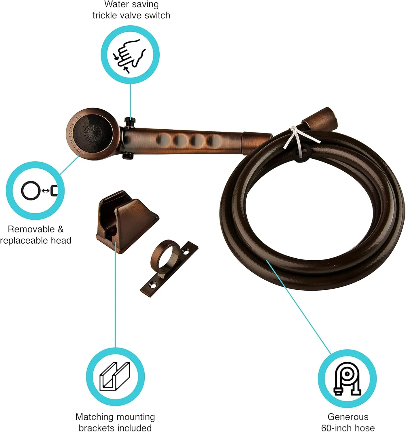 Dura Faucet RV Handheld Shower Head and 60-inch Hose Kit