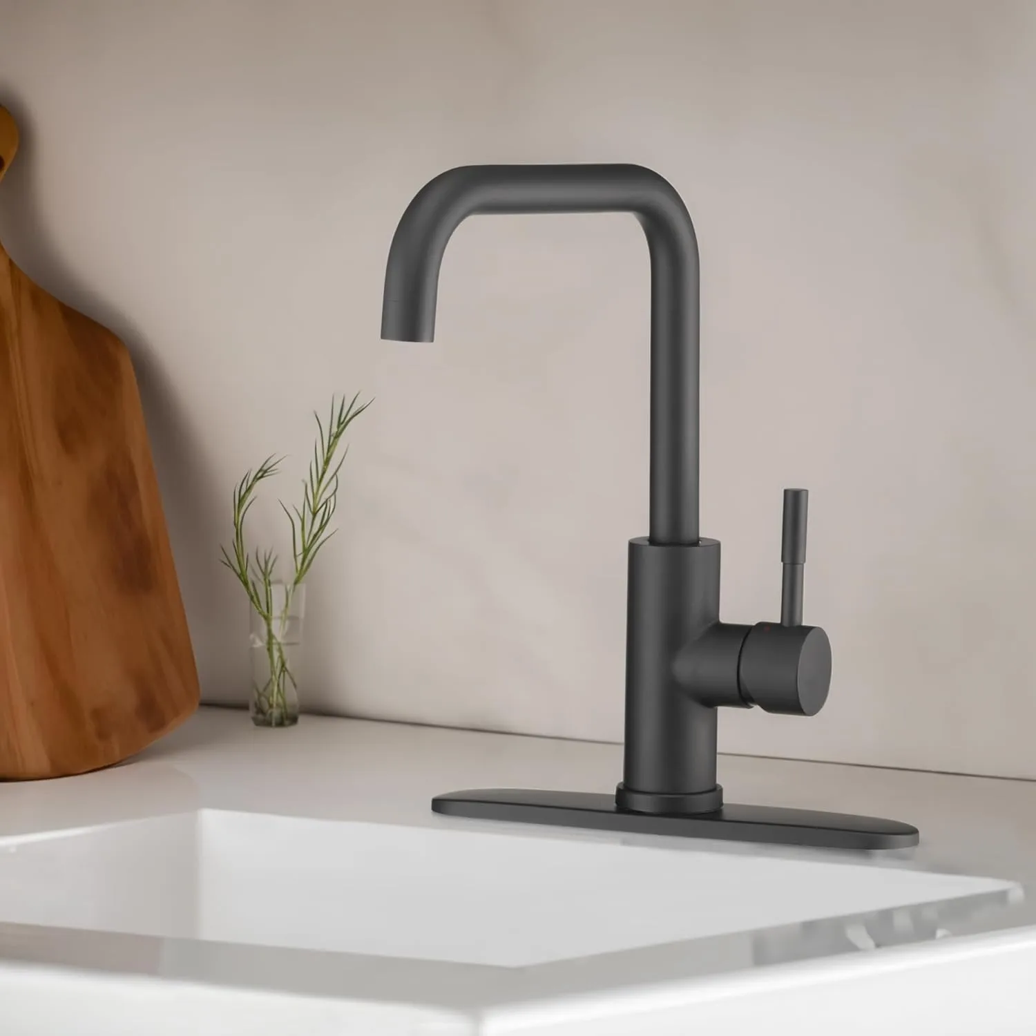 Dura Faucet RV Streamline Squared-Arc Single Handle Kitchen Sink Faucet - Optional Deck Plate