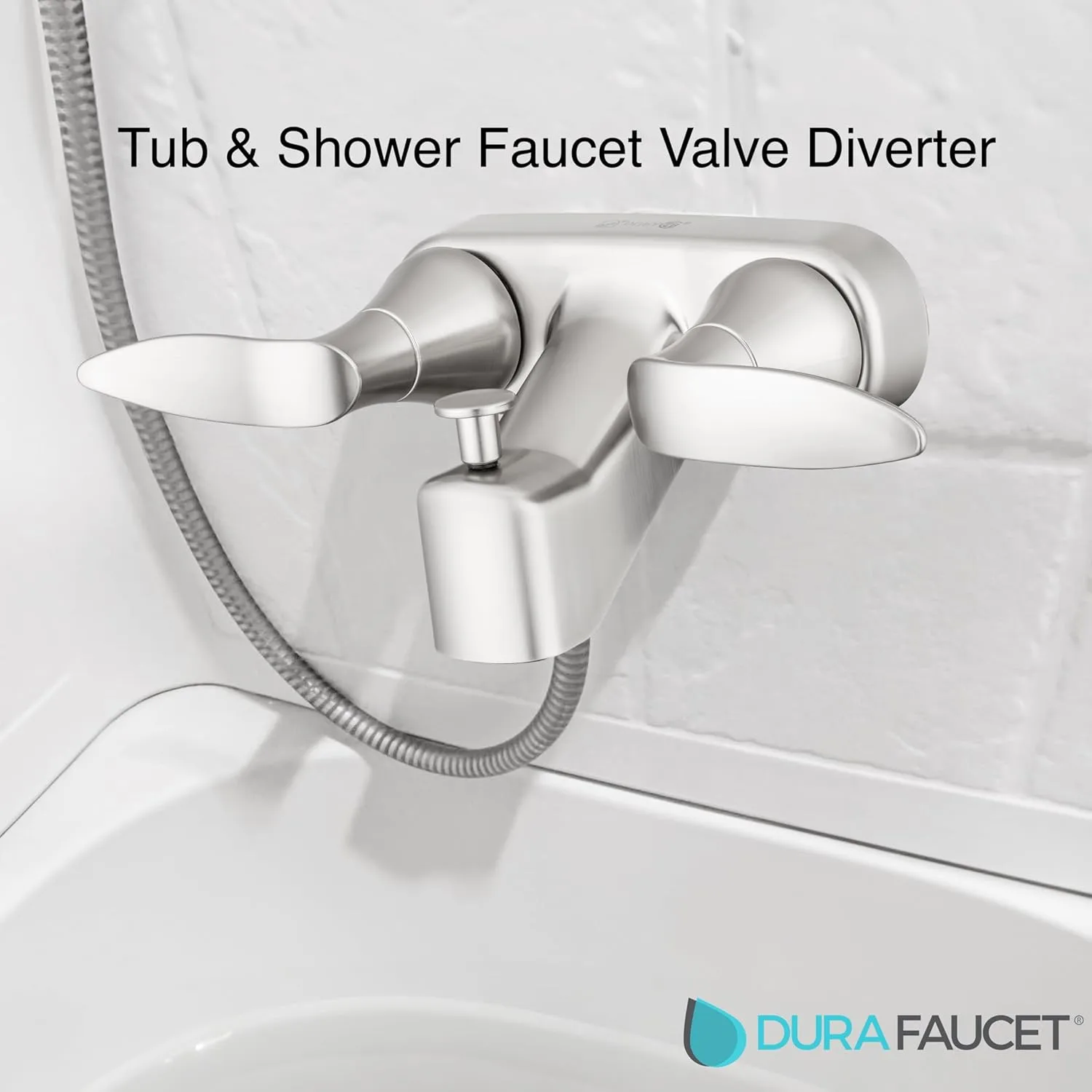 Dura Faucet DF-SA110LH-SN RV Tub, Shower Faucet Valve Diverter with Winged Levers (Brushed Satin Nickel)