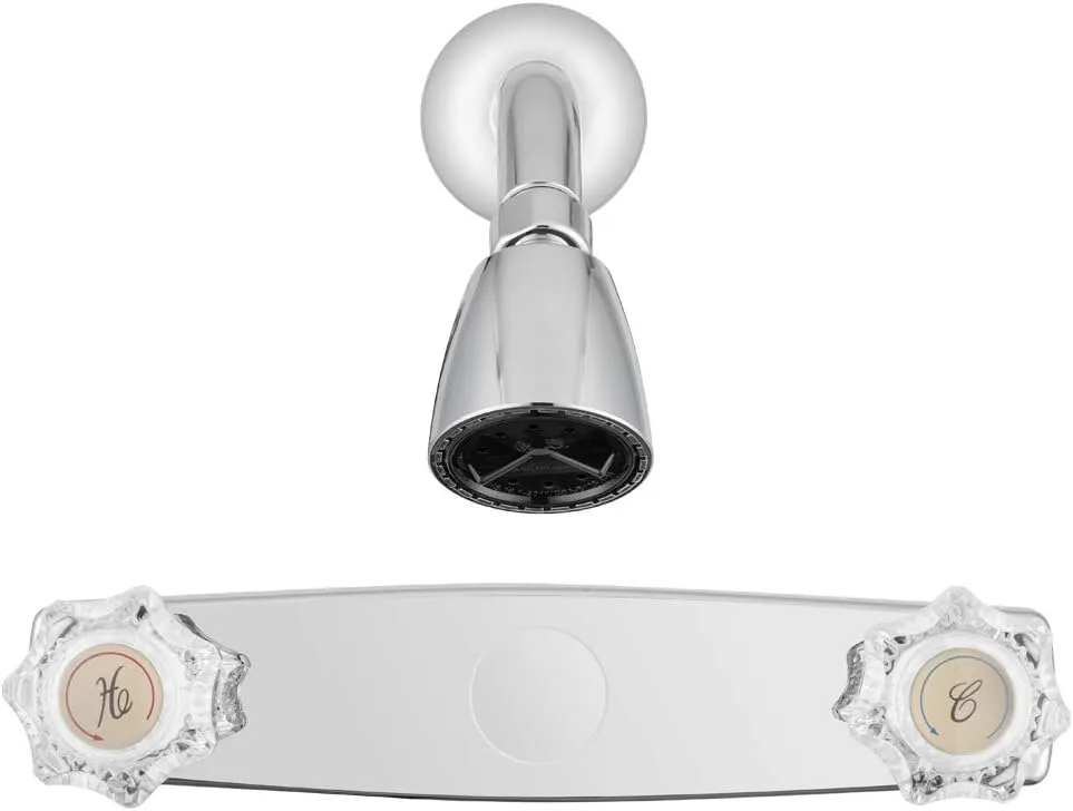 Dura Faucet Economical Shower Faucet with Classic Clear Acrylic Knobs and Shower Head (Chrome Polished)