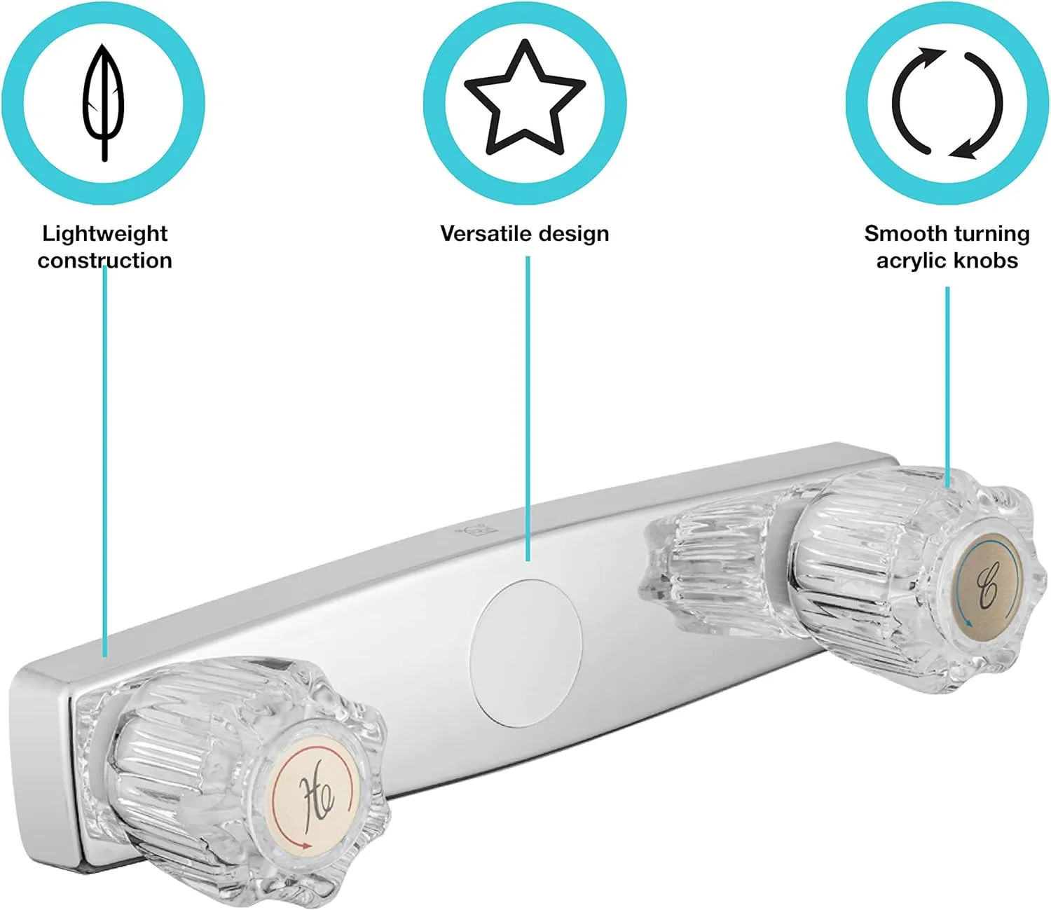 Dura Faucet Economical Shower Faucet with Classic Clear Acrylic Knobs (Chrome Polished)