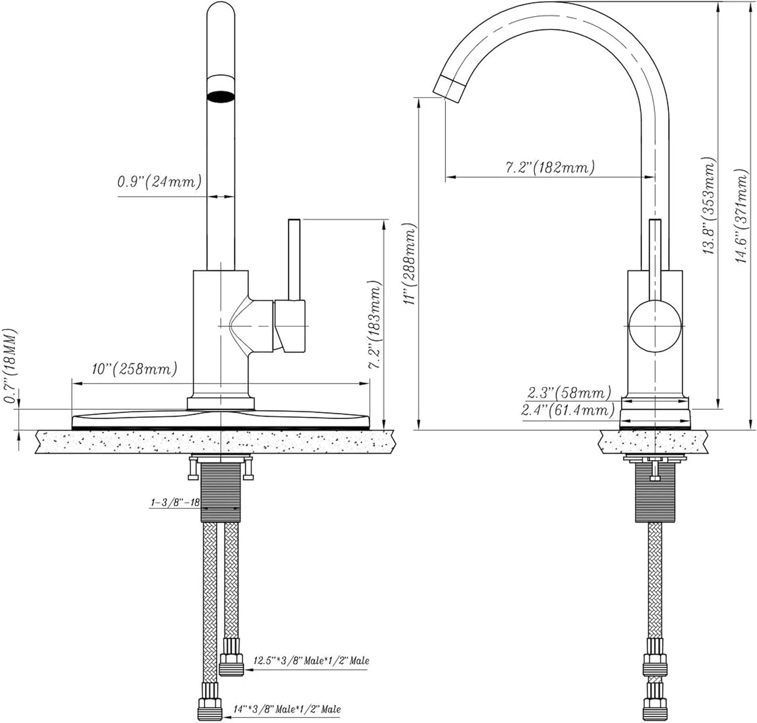 Dura Faucet Streamline Gooseneck RV Kitchen Faucet
