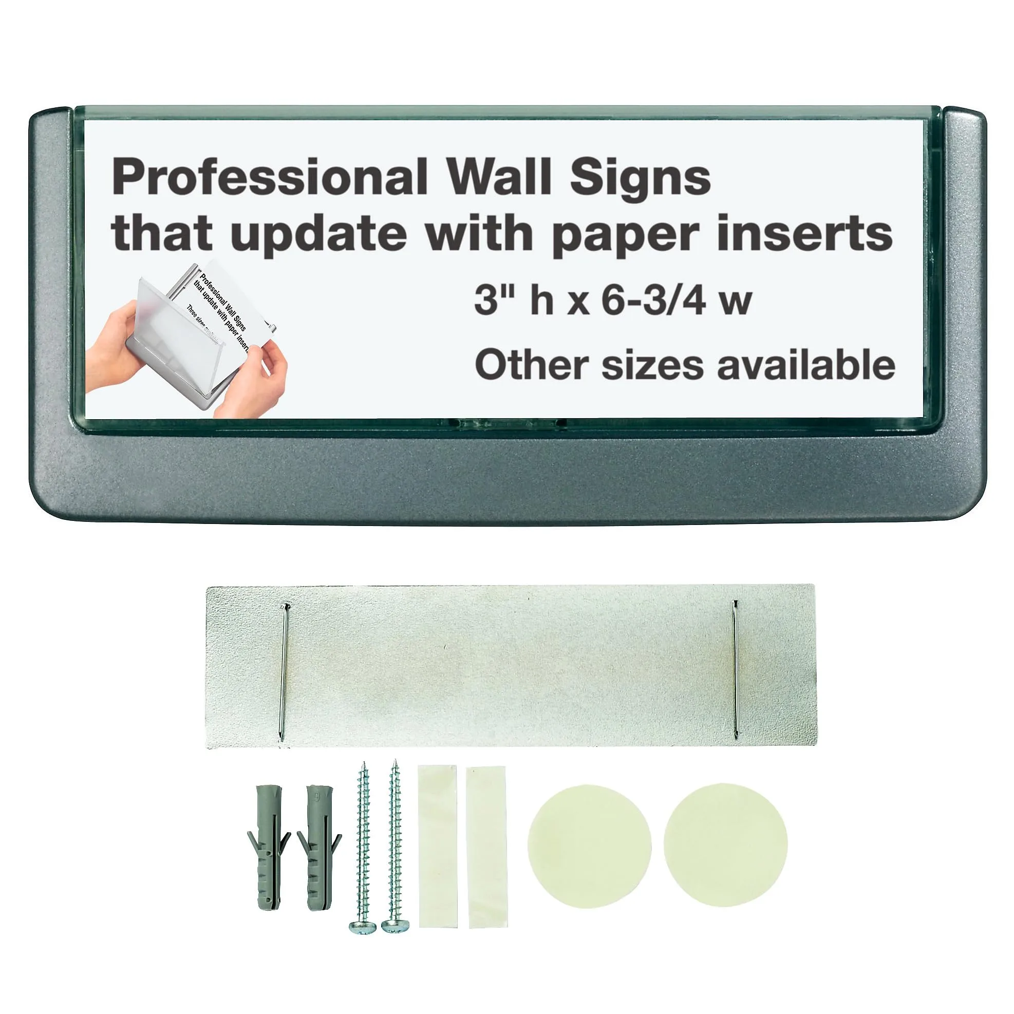 Durable Click Sign Holder For Interior Walls - 6.75 x 0.625 x 3.00 in Gray - Pack of 1