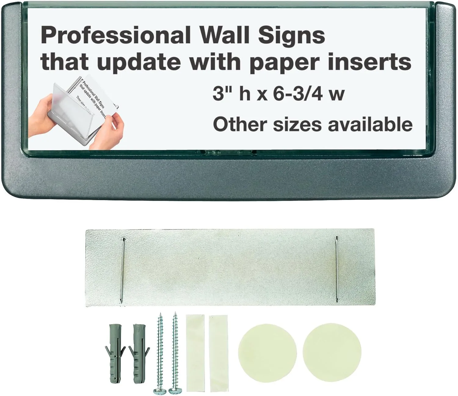 Durable Click Sign Holder For Interior Walls - 6.75 x 0.625 x 3.00 in Gray - Pack of 1