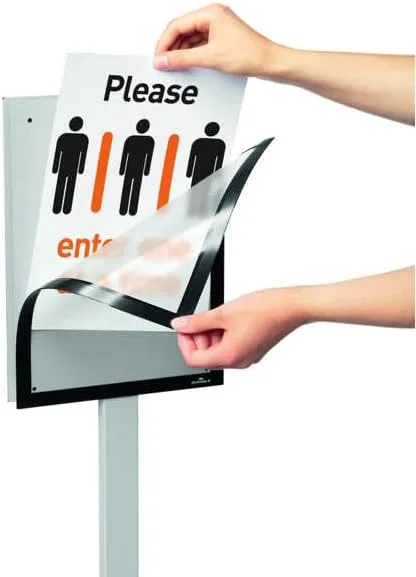 Durable Info Floor Stand with Duraframe Magnetic Document Frames - Letter-Size 8.5 x 11 Inches