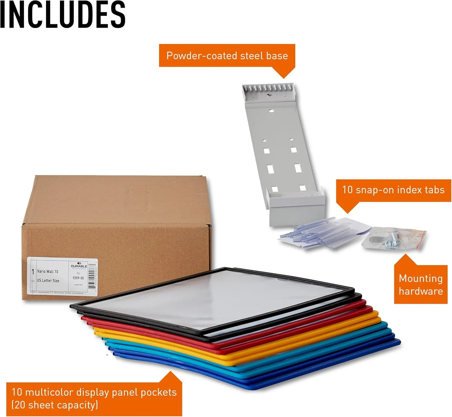 Durable Vario Wall Reference System, 10-Panel, Assorted Borders and Panels