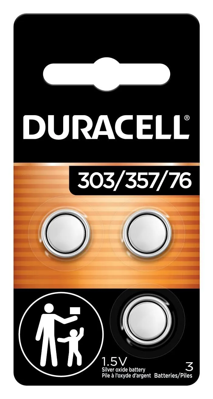 Duracell 303/357 Silver Oxide Button Battery, 3-Count, 1.5V