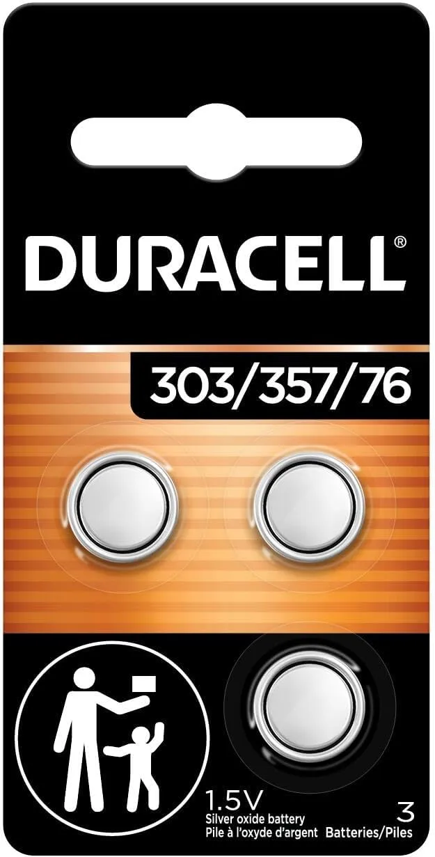 Duracell 303/357 Silver Oxide Button Battery, 3-Count, 1.5V
