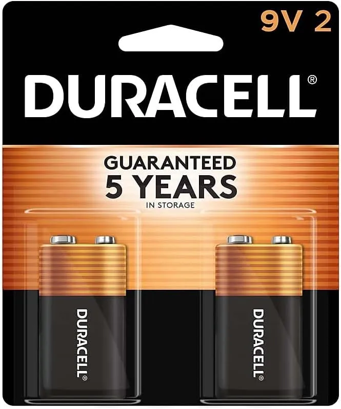 Duracell Coppertop 9-Volt Alkaline Batteries, Pack of 2