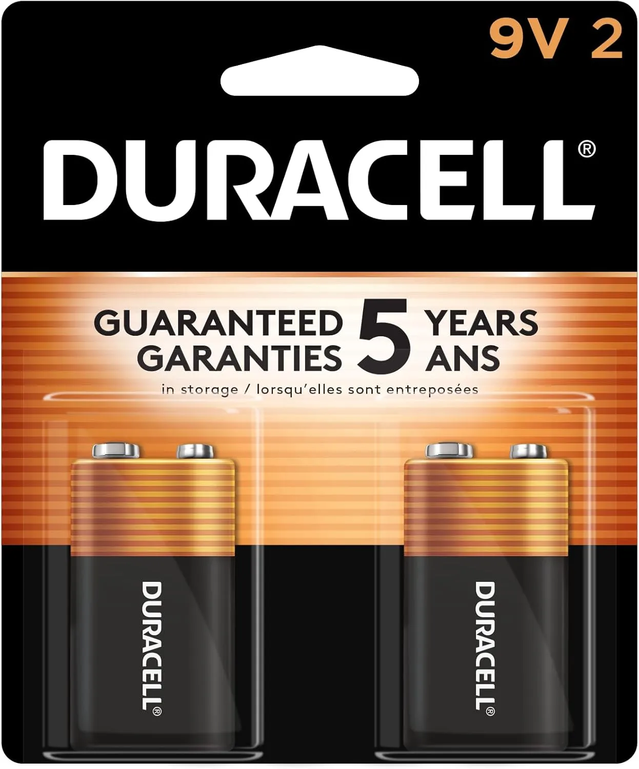 Duracell Coppertop 9-Volt Alkaline Batteries, Pack of 2