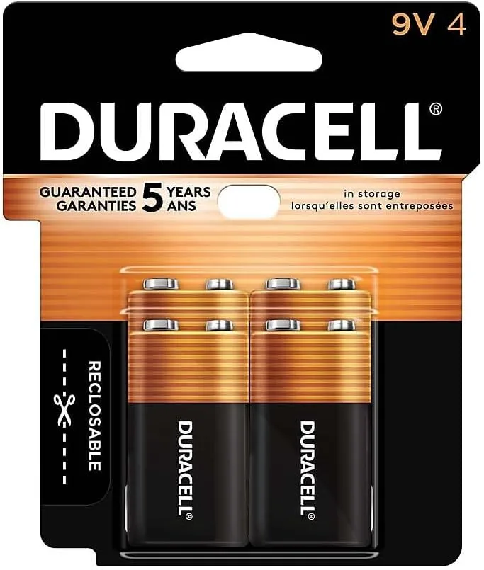 DURACELL Coppertop 9V Alkaline Batteries, 4-Pack