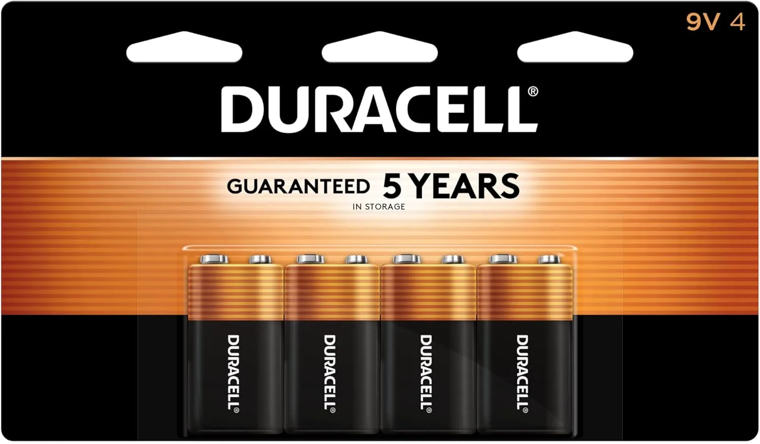 Duracell Coppertop 9V Battery, 4 Count (Pack of 1), Long-lasting All-Purpose Alkaline 9V Batteries for Household and Office Devices