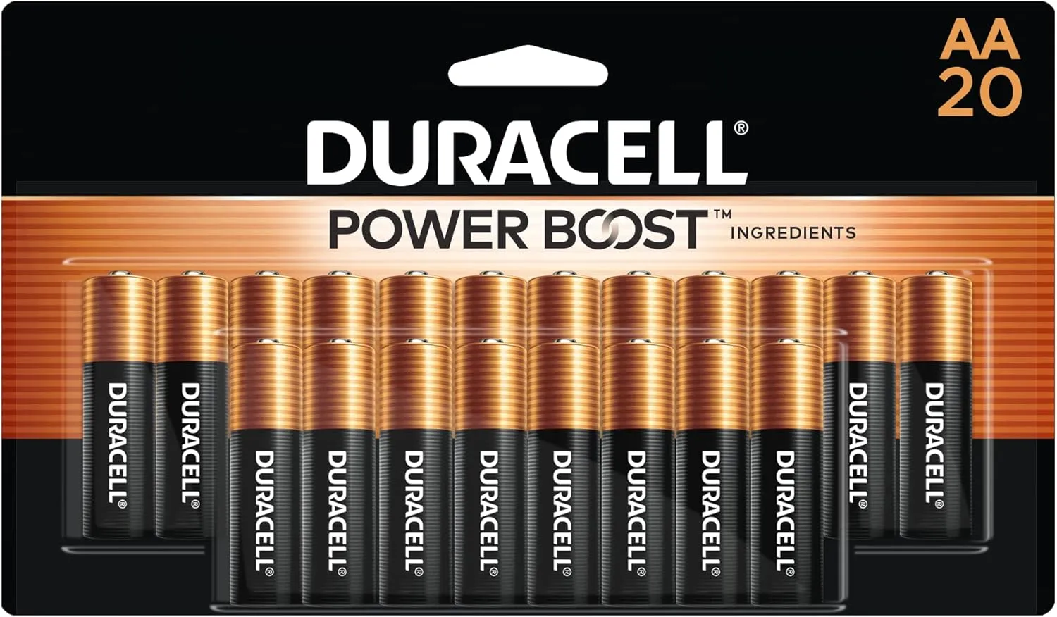 Duracell Coppertop AA Batteries with Power Boost Ingredients, 20 Count Pack Double A Battery with Long-lasting Power
