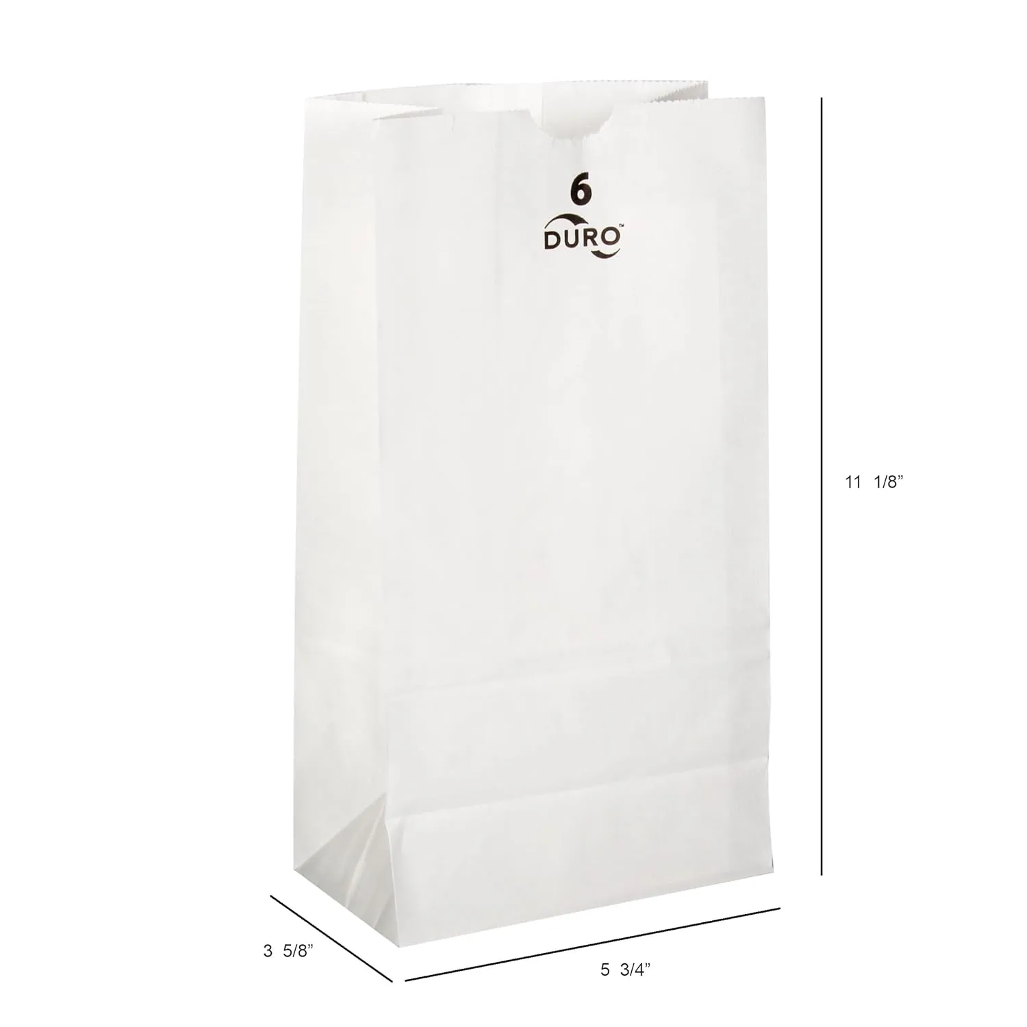 Duro 6# White Paper Bags 500-Count, Bulk Disposable Paper Lunch Sacks, SOS Bags for Popcorn, Candy