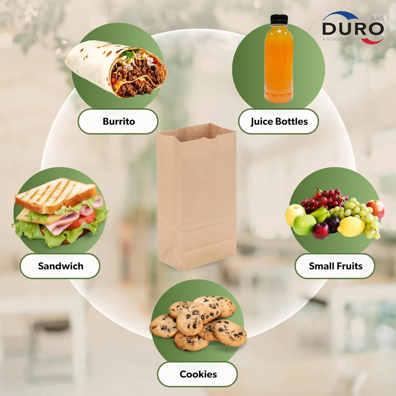 Duro ID# 18405 5# SOS Bag 35# 100% Recycled Natural Kraft, Pack of 500