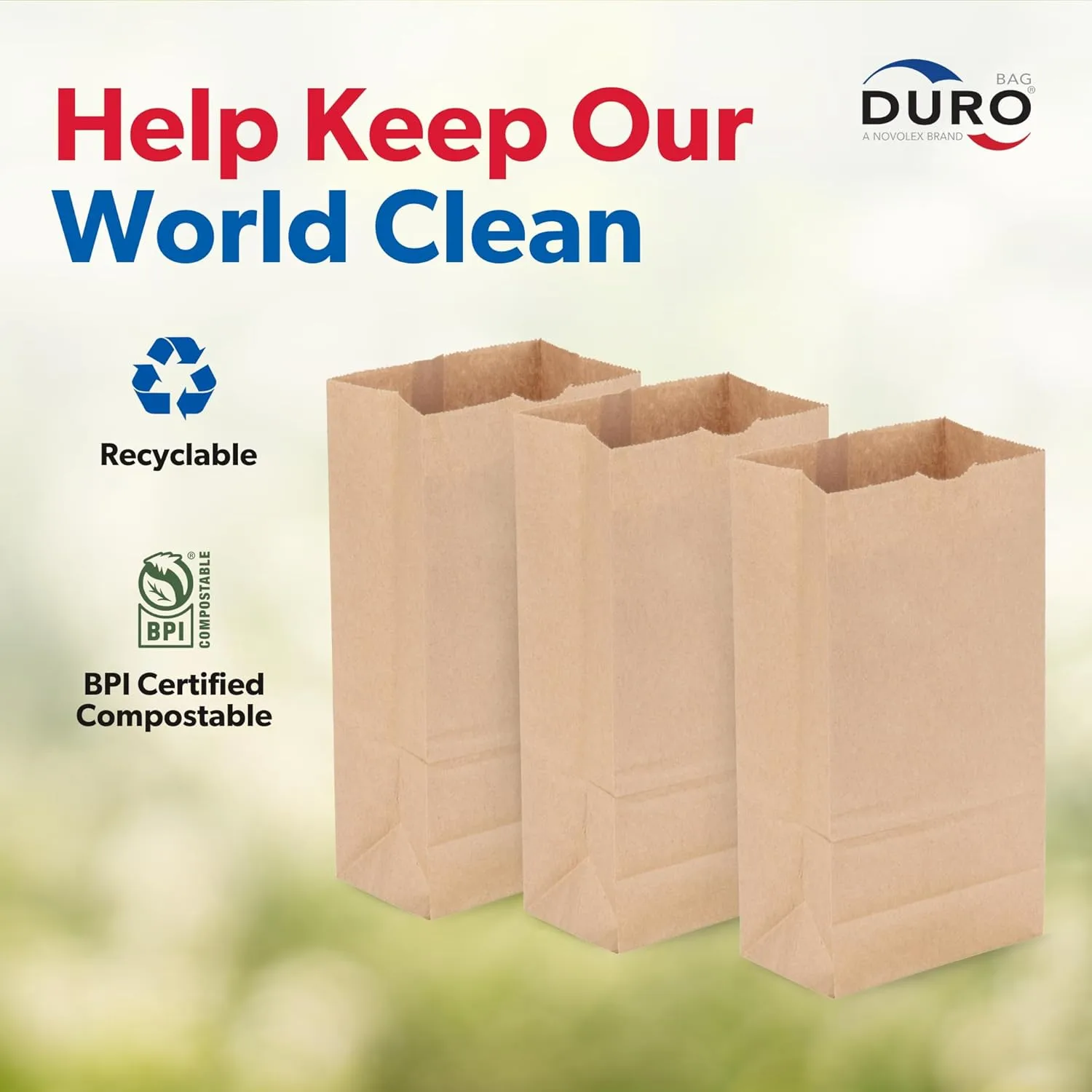 Duro 2# Brown Paper Lunch Bags 500 Count, Bulk Disposable Brown Paper Bags, Small SOS Paperbags for Candy