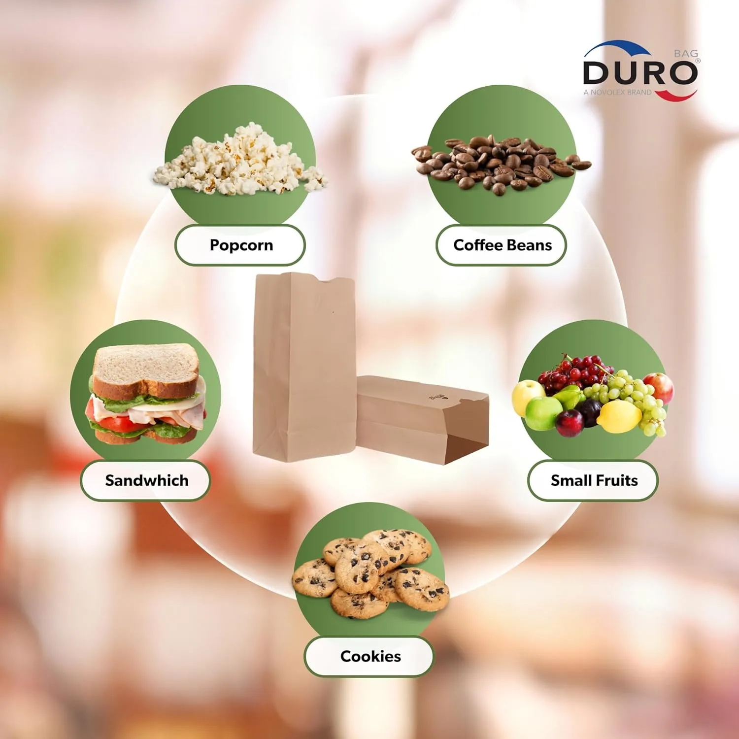 Duro 2# Brown Paper Lunch Bags 500 Count, Bulk Disposable Brown Paper Bags, Small SOS Paperbags for Candy