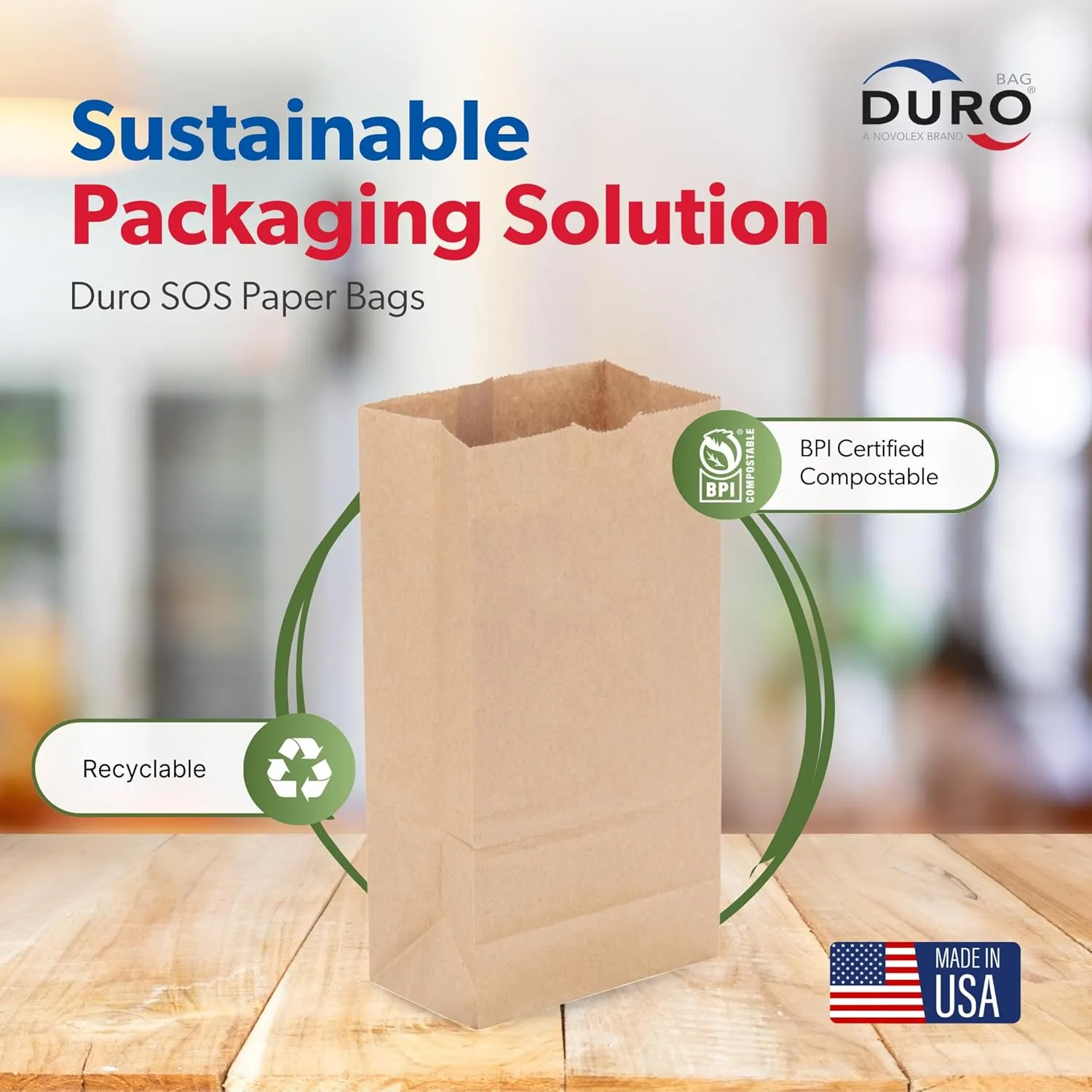 Duro 2# Brown Paper Lunch Bags 500 Count, Bulk Disposable Brown Paper Bags, Small SOS Paperbags for Candy