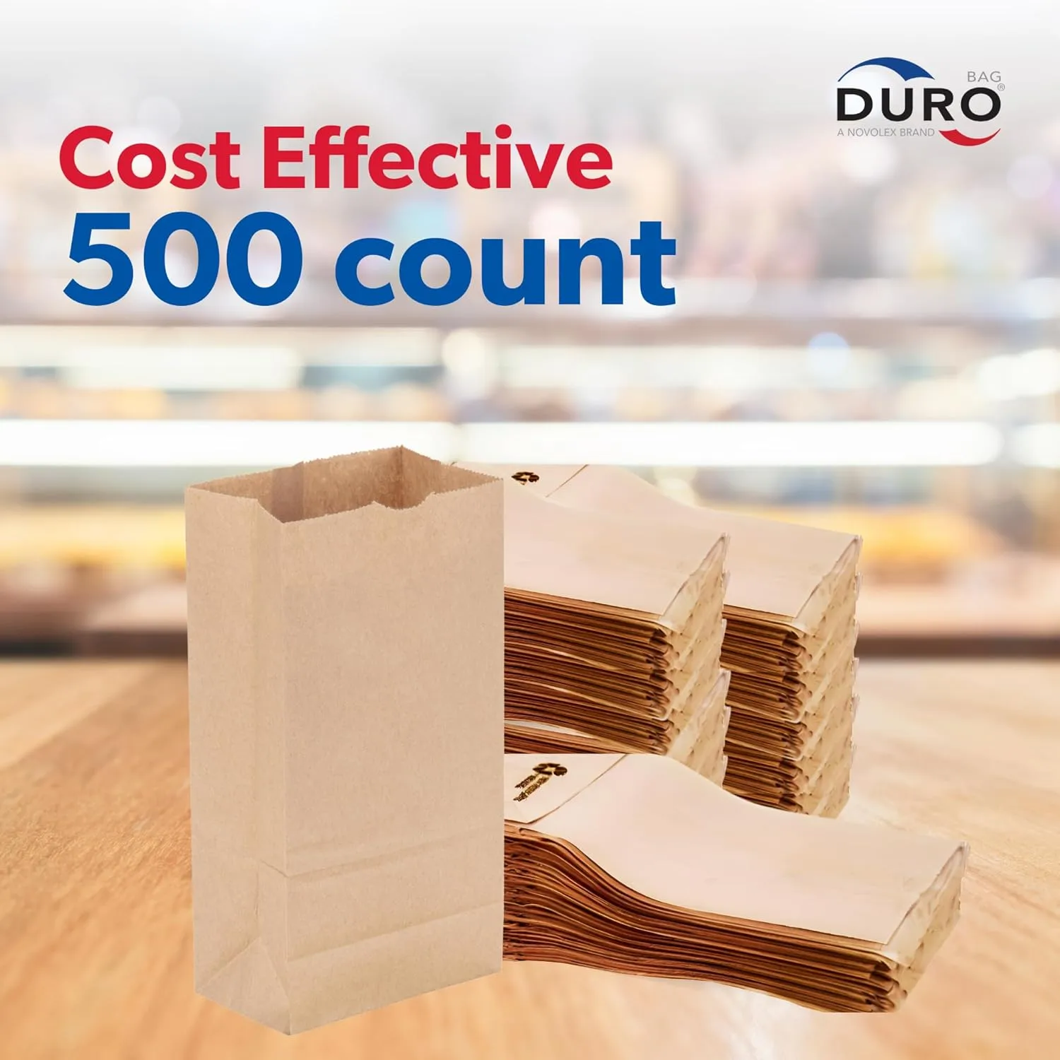 Duro 2# Brown Paper Lunch Bags 500 Count, Bulk Disposable Brown Paper Bags, Small SOS Paperbags for Candy