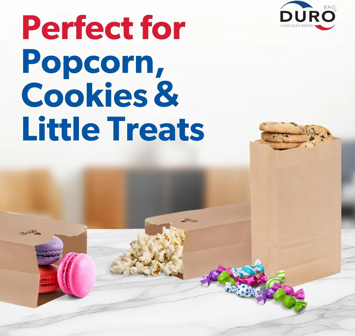 Duro 2# Brown Paper Lunch Bags 500 Count, Bulk Disposable Brown Paper Bags, Small SOS Paperbags for Candy