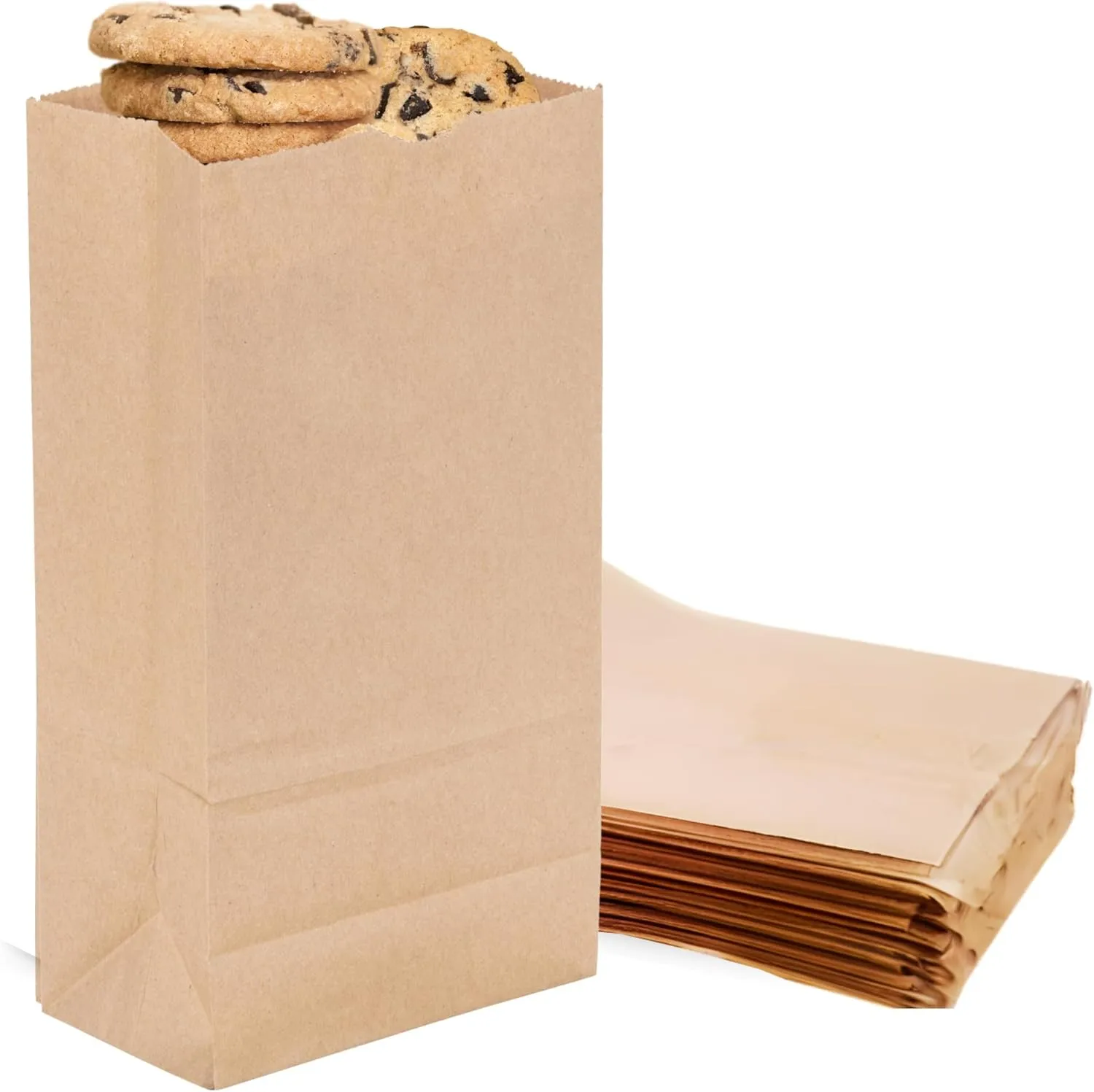 Duro 2# Brown Paper Lunch Bags 500 Count, Bulk Disposable Brown Paper Bags, Small SOS Paperbags for Candy