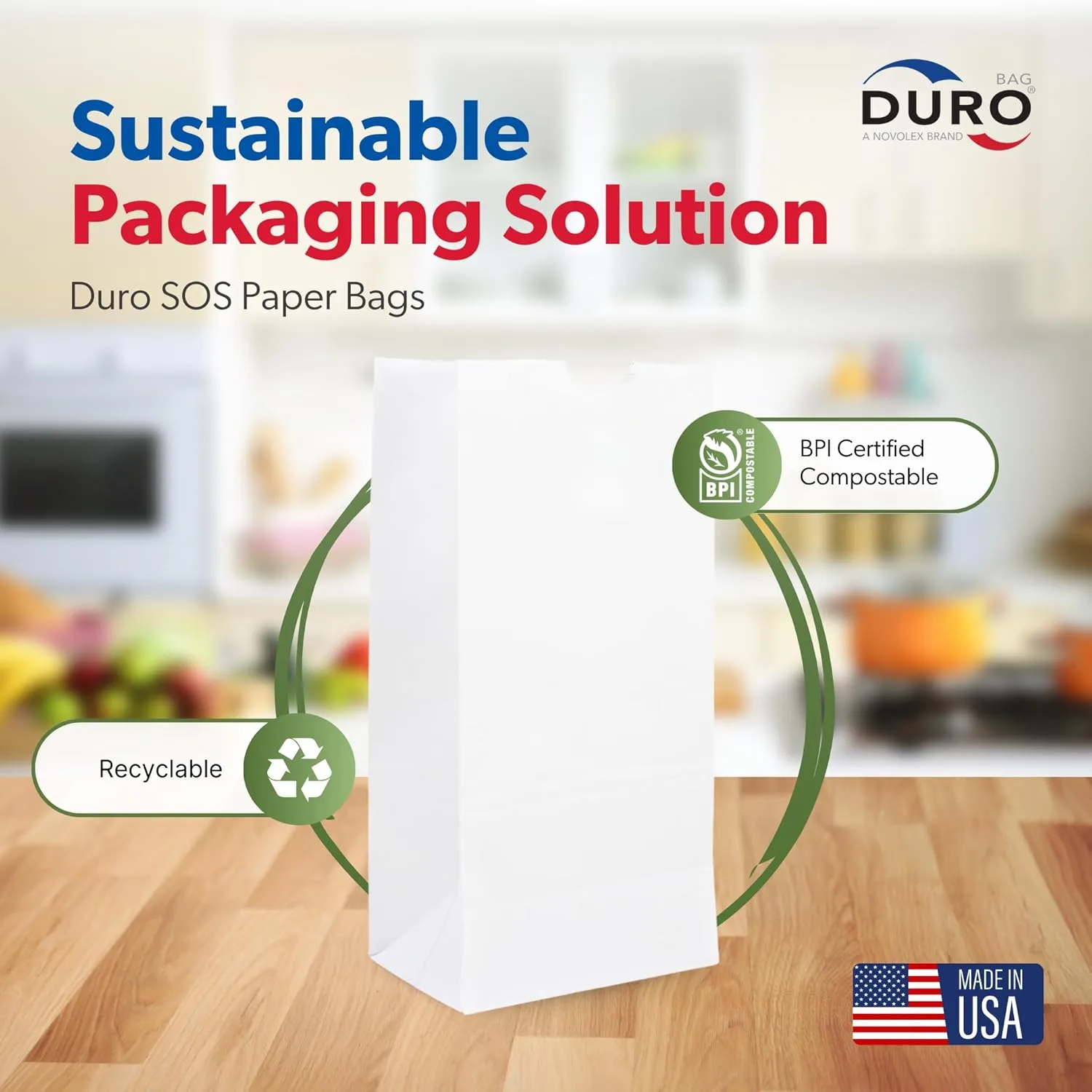 Duro 4# White Paper Bags 500-Count, White Paper Lunch Bags for Popcorn, Candy, Snacks & Treats