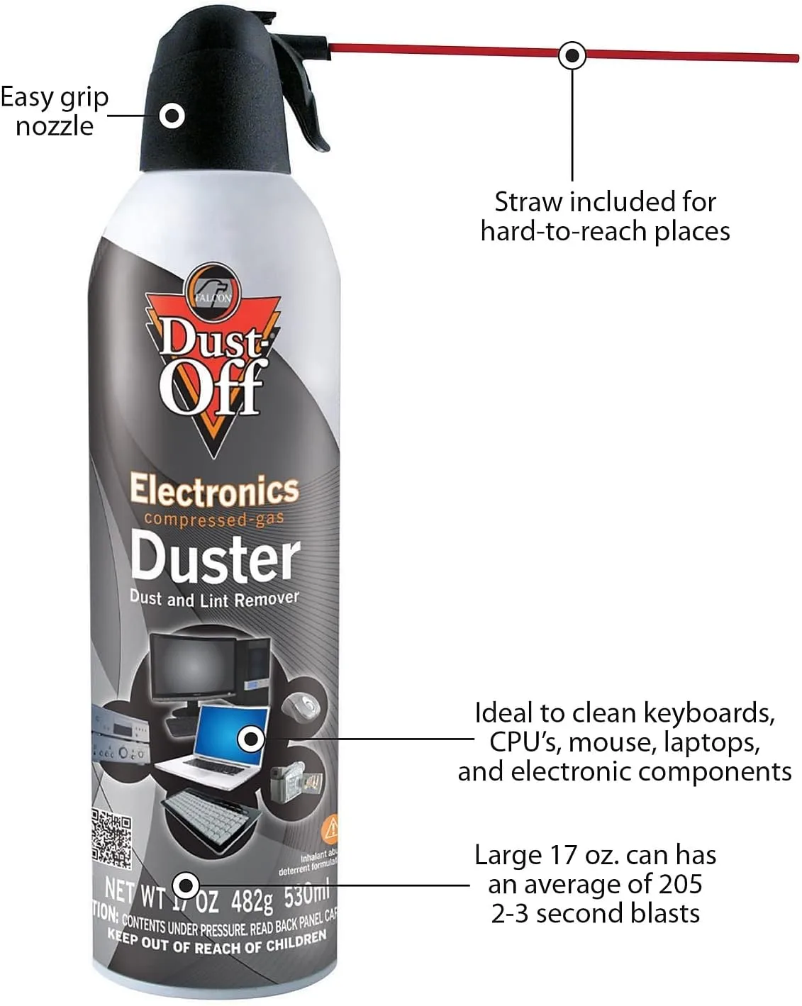 Dust-Off Disposable Compressed Air Duster, 17 Oz Can