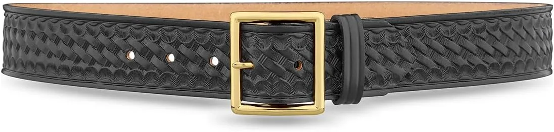 DUTYMAN 1-3/4" Basketweave Leather Garrison Belt - 100% Genuine Leather, No Fillers, Interchangeable Buckles