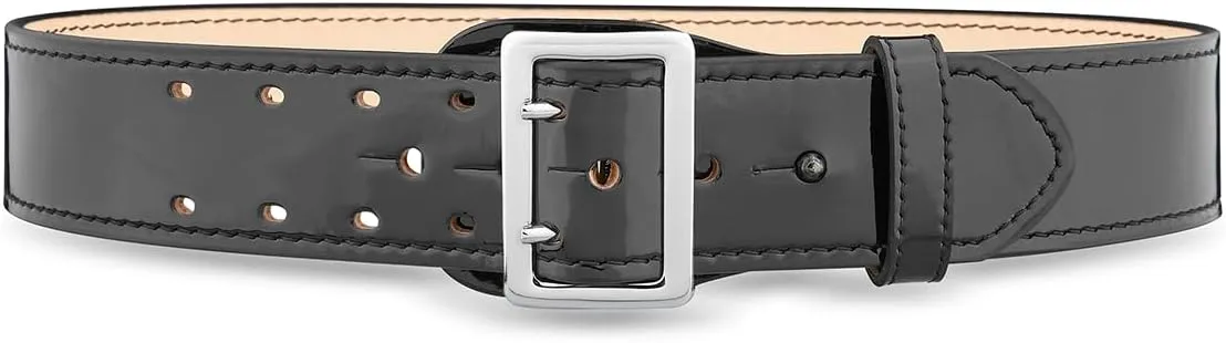 DUTYMAN 2-1/4" Hi-Gloss Leather Sam Browne 2-Row Stitch Duty Belt - Premium Clarino Leather