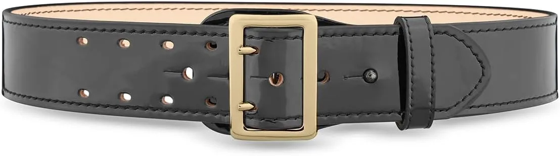 DUTYMAN 2-1/4" Hi-Gloss Leather Sam Browne 2-Row Stitch Duty Belt - Premium Clarino Leather