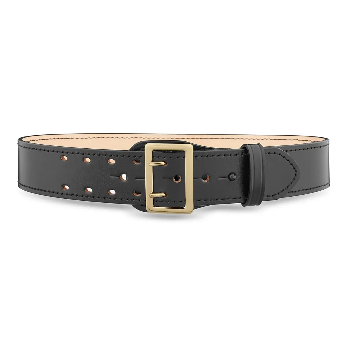 DUTYMAN 2-1/4" Plain Leather Sam Browne 2-Row Stitch Duty Belt - 100% Genuine Leather w/No Fillers